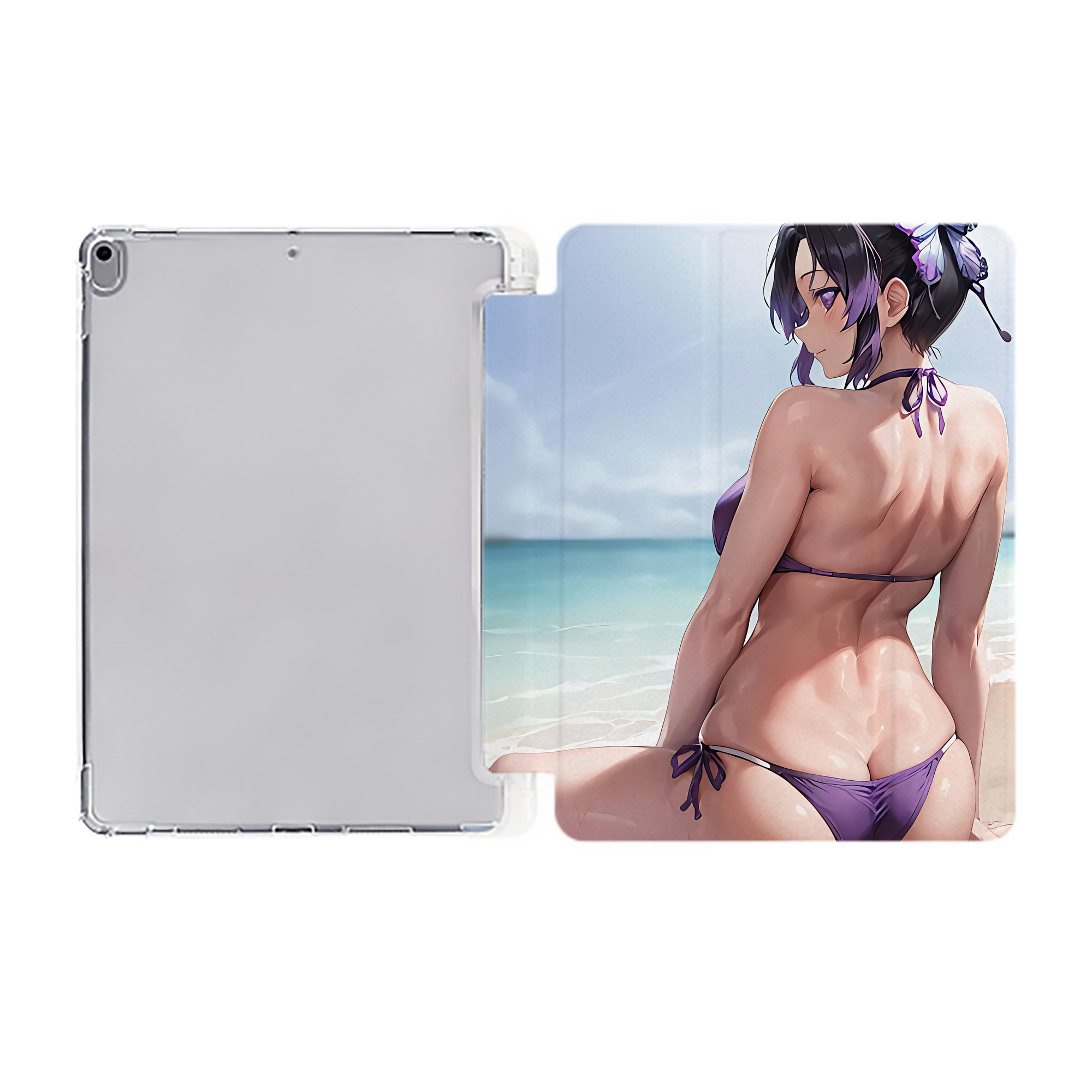 （画像用） 鬼滅の刃（きめつのやいば）蟲柱-胡蝶 しのぶ／こちょう しのぶ Kochou Shinobu IPad ケース ペン収納付き 三つ折りスタンド PUレザー×シリコン 対応機種9.5/10.5/10.9インチ